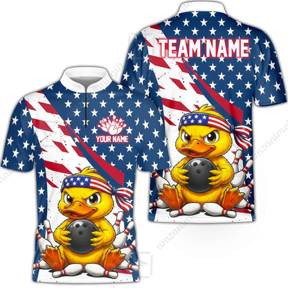 Custom Bowling Jersey Polo Shirt, Bowling US Duck, Personalize Name and Team Name