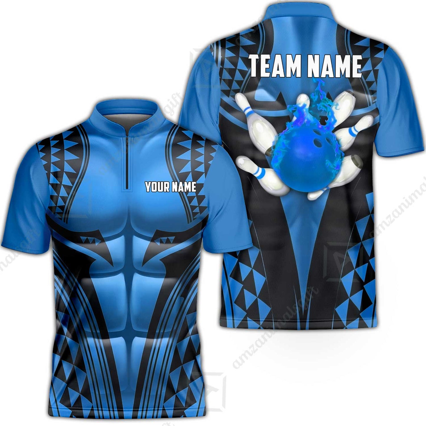 Custom Bowling Jersey Polo Shirt, Polynesian Strike, Custom Bowling Jersey Team Shirt For Players With Name & Team Name