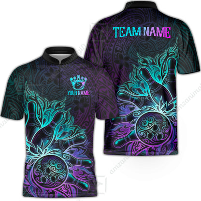 Custom Bowling Jersey Polo Shirt, Maori Tattoo Bowling, Custom Bowling Jersey Team Shirt For Players With Name & Team Name