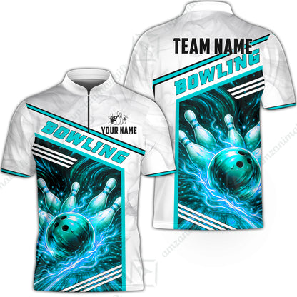 Custom Bowling Jersey Polo Shirt, Retro Racing & Fire Strike, Custom Bowling Jersey Team Shirt For Players With Name & Team Name