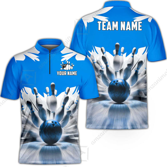 Custom Bowling Jersey Polo Shirt, Electric Marble Strike, Custom Bowling Jersey Team Shirt For Players With Name and Team Name