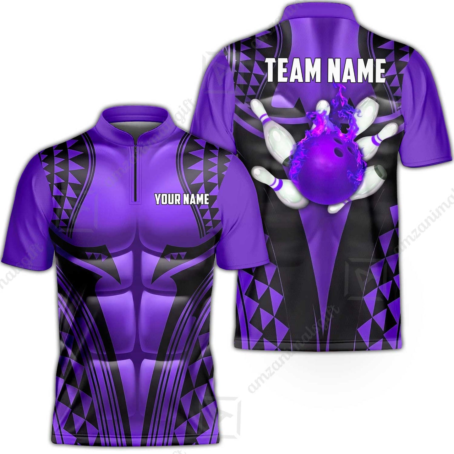 Custom Bowling Jersey Polo Shirt, Polynesian Strike, Custom Bowling Jersey Team Shirt For Players With Name & Team Name