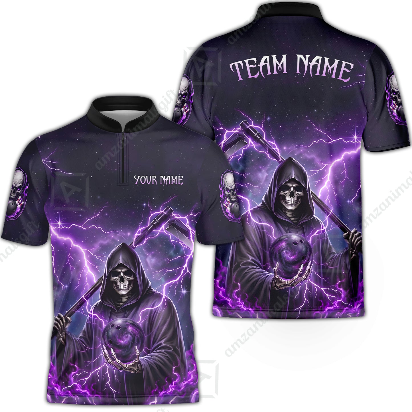 Custom Bowling Jersey Polo Shirt, Multiple Colors Death, Custom Bowling Jersey Team Shirt For Players With Name & Team Name