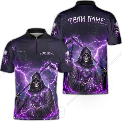 Custom Bowling Jersey Polo Shirt, Multiple Colors Death, Custom Bowling Jersey Team Shirt For Players With Name & Team Name