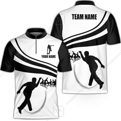 Bowling Jersey Custom Name - Black and Gold Men Bowlers Personalized Bowling Jersey