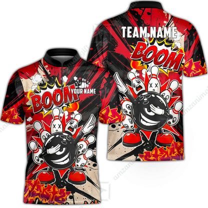 Custom Bowling Jersey Polo Shirt, Dabbing Cartoon Monster, Custom Bowling Jersey Team Shirt For Players With Name & Team Name