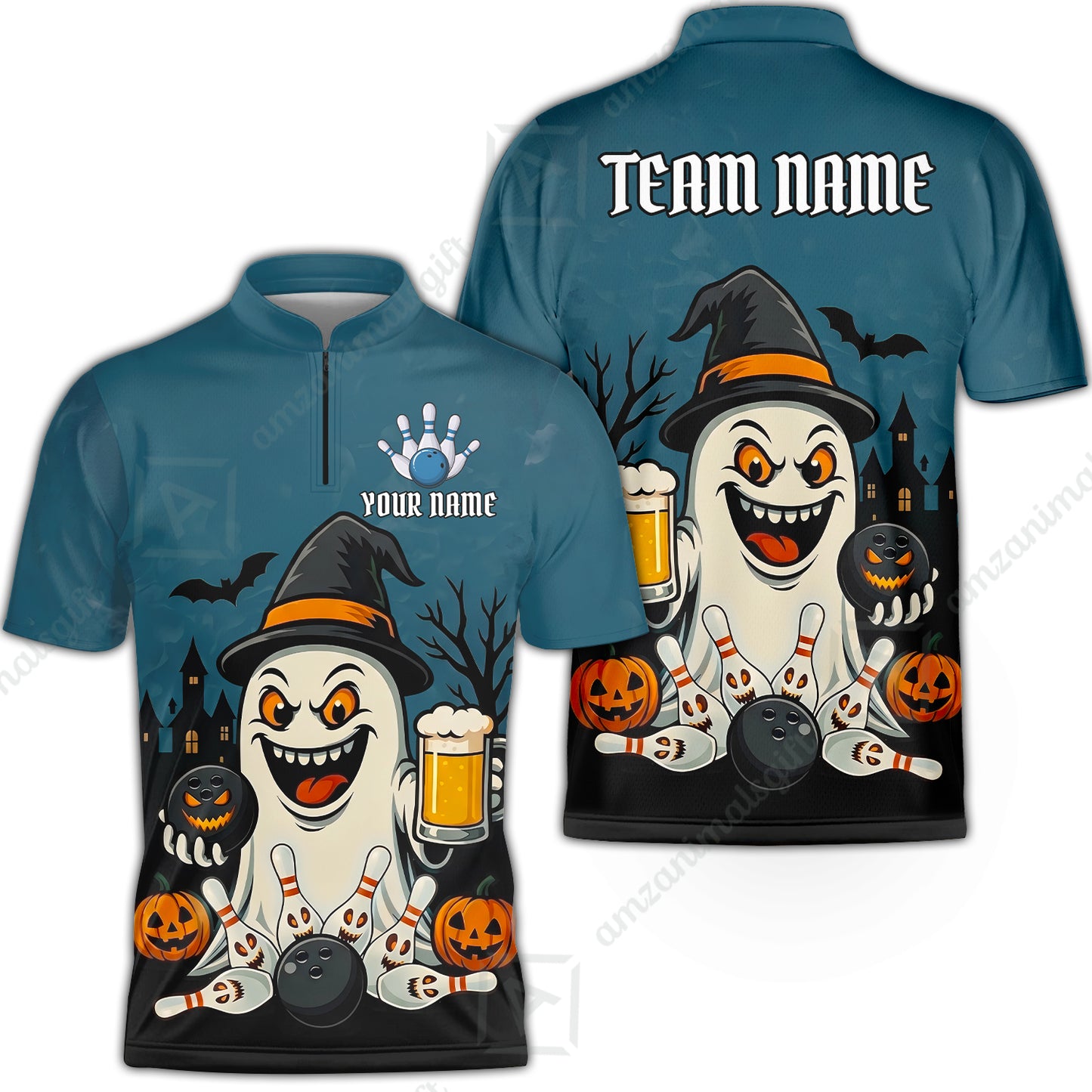 Custom Bowling Jersey Polo Shirt, Bowling Halloween Witch, Custom Bowling Jersey Team Shirt For Players With Name & Team Name