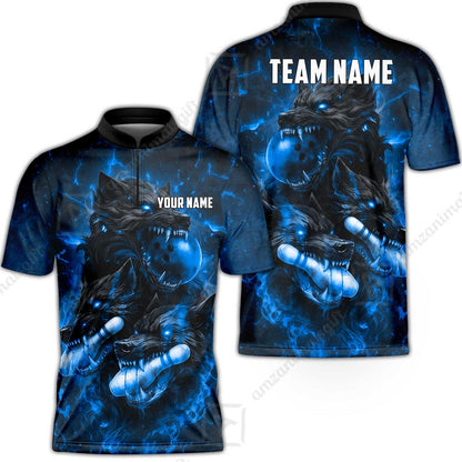 Custom Bowling Jersey Polo Shirt, Dark Fantasy Hellfire Werewolf, Custom Bowling Jersey Team Shirt For Players With Name & Team Name