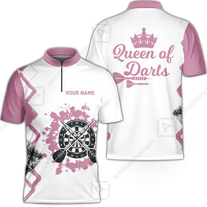 Customized Darts Women Polo Shirt, Queen of Darts Team Shirt, Personalized Name Polo Shirt For Women - Perfect Gift For Darts Lovers, Darts Players