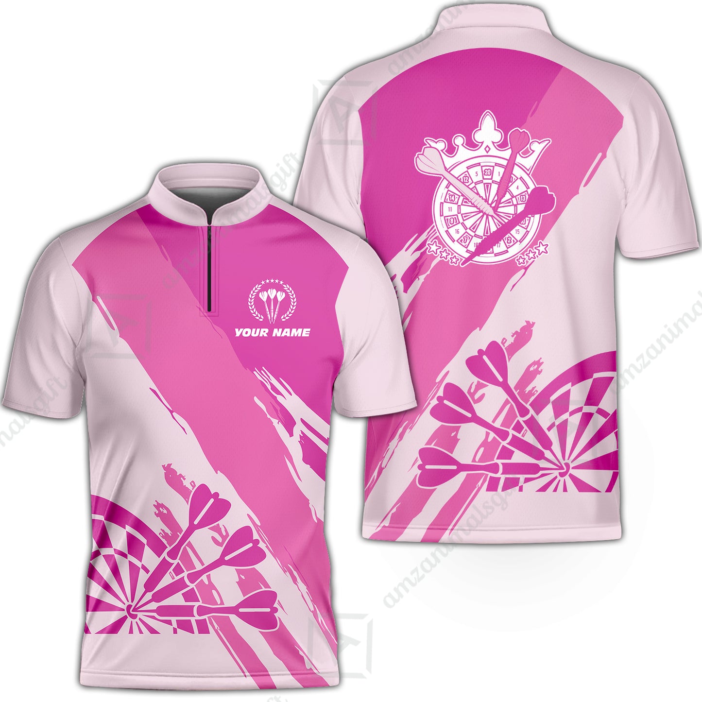 Customized Darts Women Polo Shirt, Light Dark Pink Team Shirt, Personalized Name Polo Shirt For Women - Perfect Gift For Darts Lovers, Darts Players