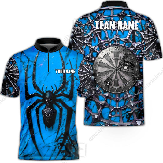 Custom Darts Jersey Polo Shirt, Gothic Widow Spiderweb, Custom Dart Jersey Team Shirt For Players With Name & Team Name
