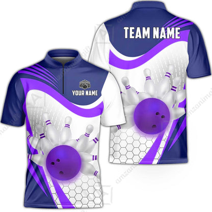 Custom Bowling Jersey Polo Shirt, Geometric Streamline & Fresh Mint, Custom Bowling Jersey Team Shirt For Players With Name & Team Name