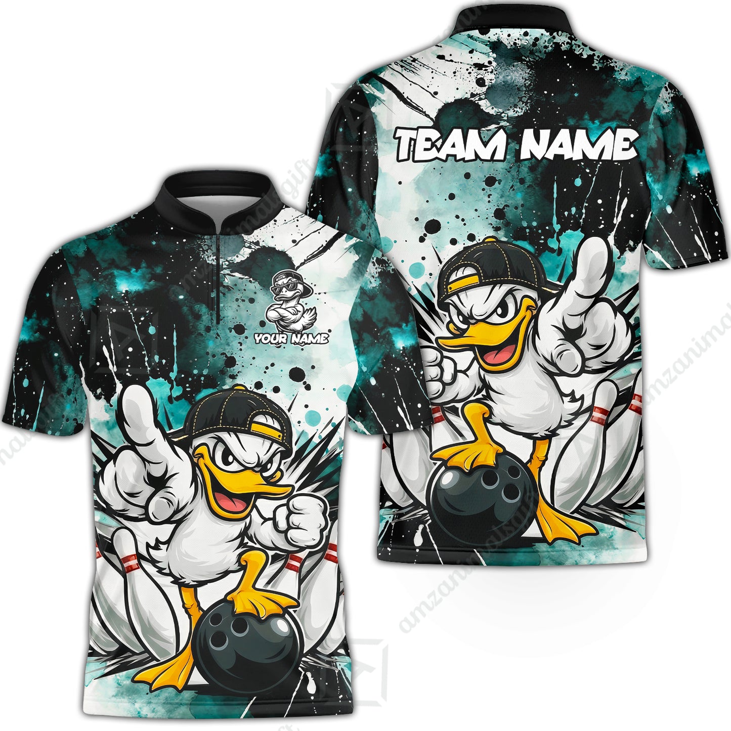 Custom Bowling Jersey Polo Shirt, Cool Duck Bowling, Custom Bowling Jersey Team Shirt For Players With Name & Team Name
