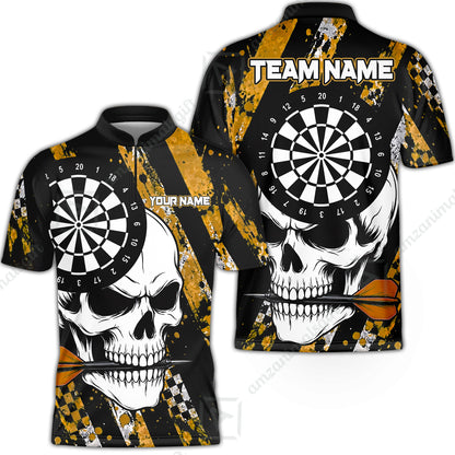 Custom Darts Jersey Polo Shirt, Skull Bites Dart, Custom Dart Jersey Team Shirt For Players With Name & Team Name