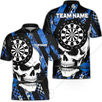 Custom Darts Jersey Polo Shirt, Skull Bites Dart, Custom Dart Jersey Team Shirt For Players With Name & Team Name