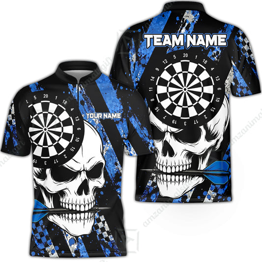 Custom Darts Jersey Polo Shirt, Skull Bites Dart, Custom Dart Jersey Team Shirt For Players With Name & Team Name