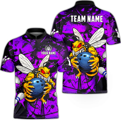 Custom Bowling Jersey Polo Shirt, The Wild Wasp Strike, Custom Bowling Jersey Team Shirt For Players With Name & Team Name