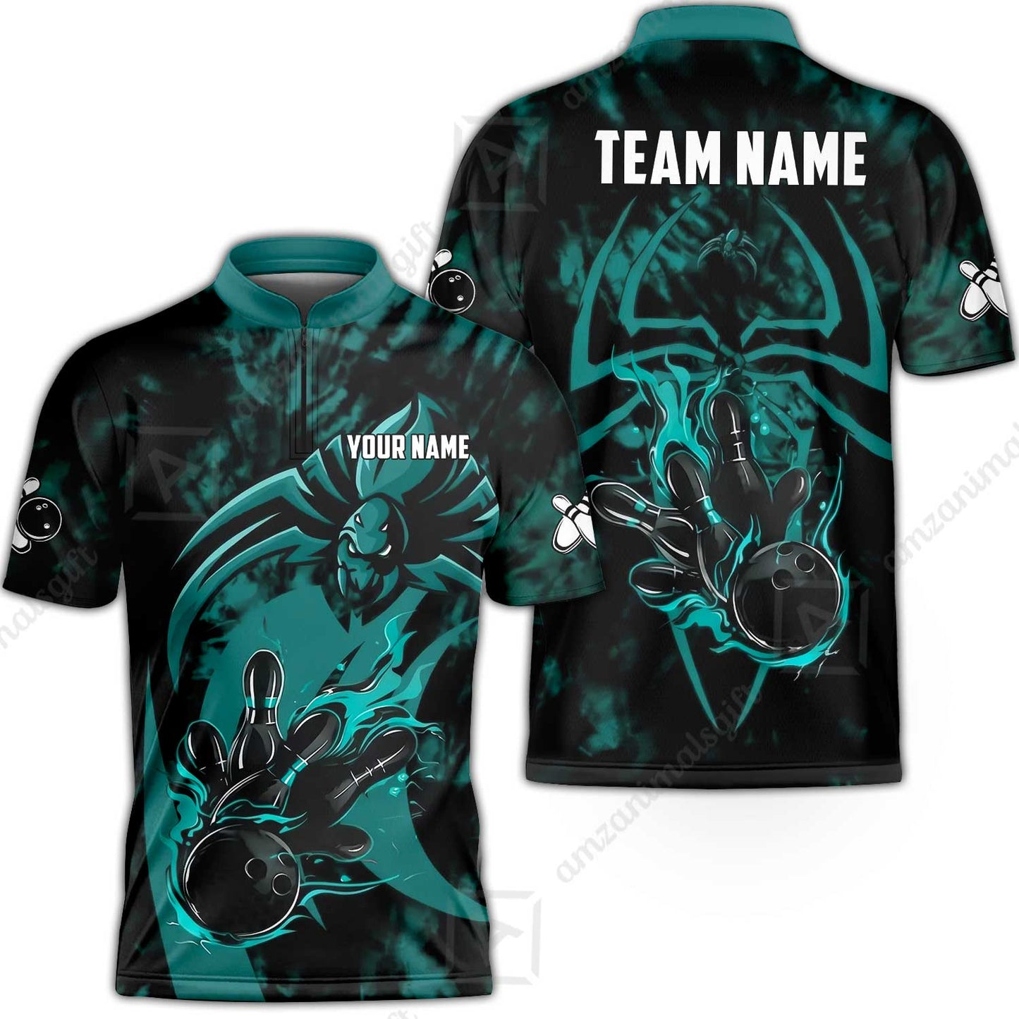 Custom Bowling Jersey Polo Shirt, Neon Venom Spider Monster, Custom Bowling Jersey Team Shirt For Players With Name and Team Name