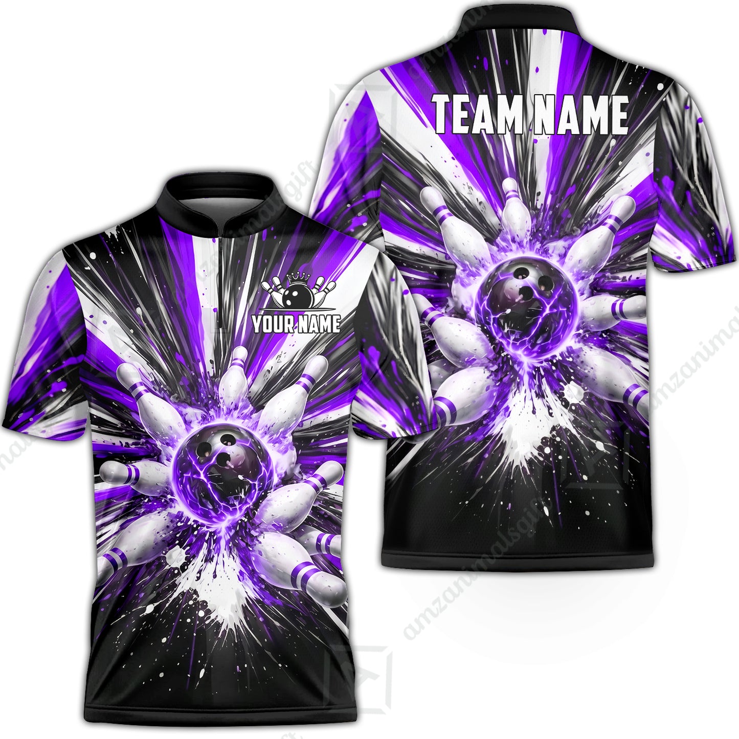 Custom Bowling Jersey Polo Shirt, Electric Burst Explosion, Custom Bowling Jersey Team Shirt For Players With Name and Team Name