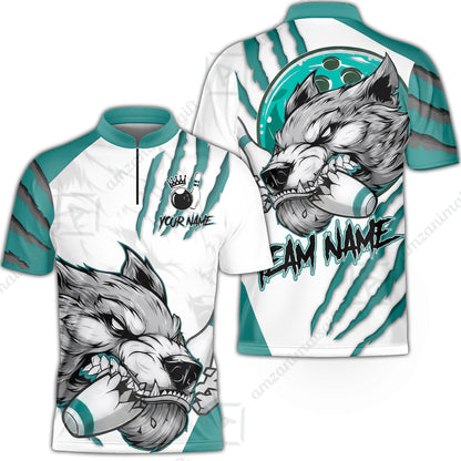 Customized Bowling Jerseys, Fierce Wolf Artwork Scratch, Uniform Bowling - Personalized Name And Team Name