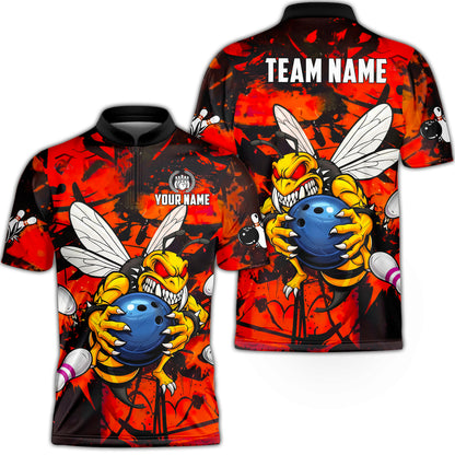 Custom Bowling Jersey Polo Shirt, The Wild Wasp Strike, Custom Bowling Jersey Team Shirt For Players With Name & Team Name