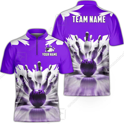 Custom Bowling Jersey Polo Shirt, Electric Marble Strike, Custom Bowling Jersey Team Shirt For Players With Name and Team Name