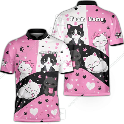 Custom Bowling Jersey Polo Shirt,  Meow Moments, Custom Bowling Jersey Team Shirt For Players With Name and Team Name