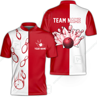 Custom Bowling Polo Shirts, Red And White Retro Vintage Bowling Polo Shirts For Men Custom Bowling Team Jerseys