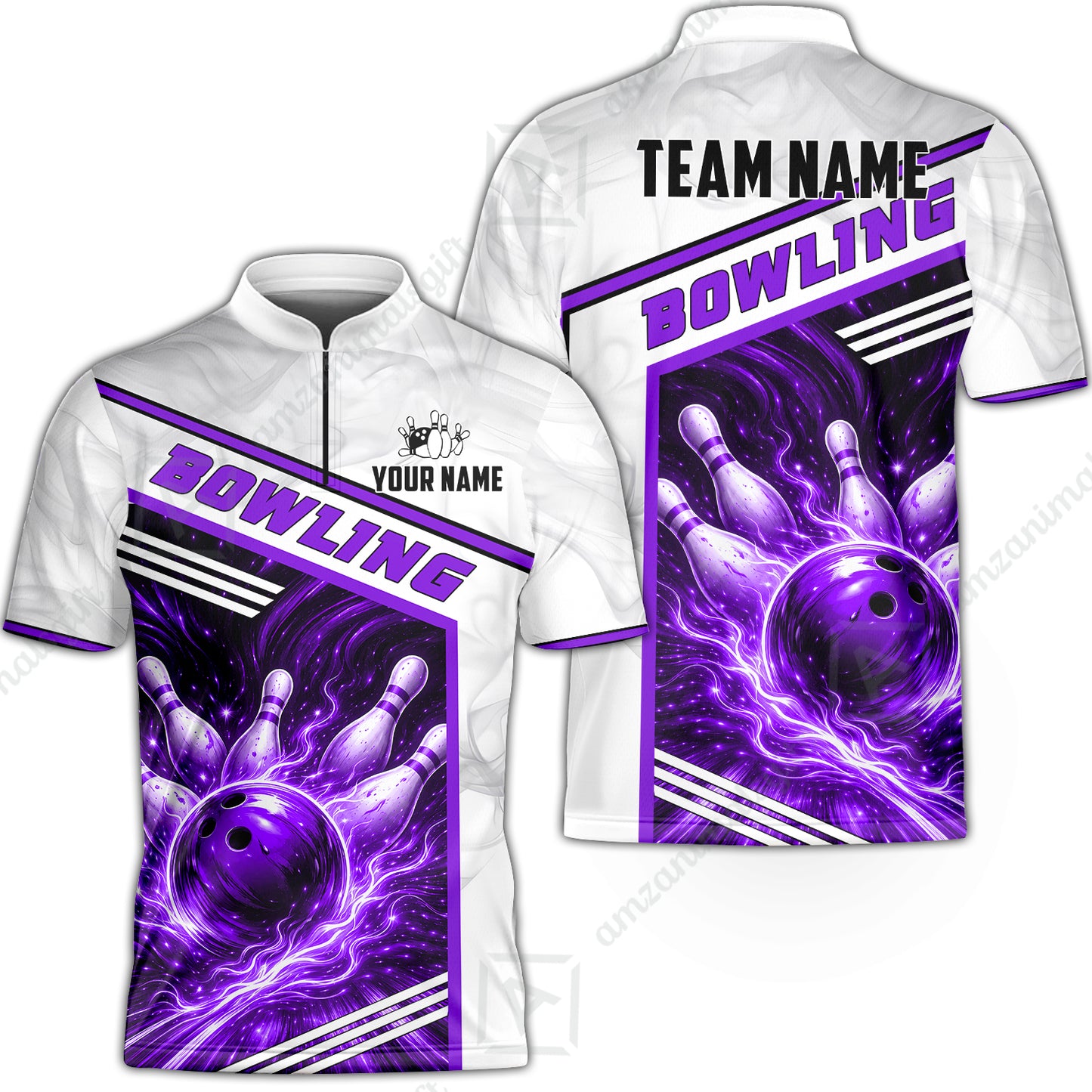 Custom Bowling Jersey Polo Shirt, Retro Racing & Fire Strike, Custom Bowling Jersey Team Shirt For Players With Name & Team Name