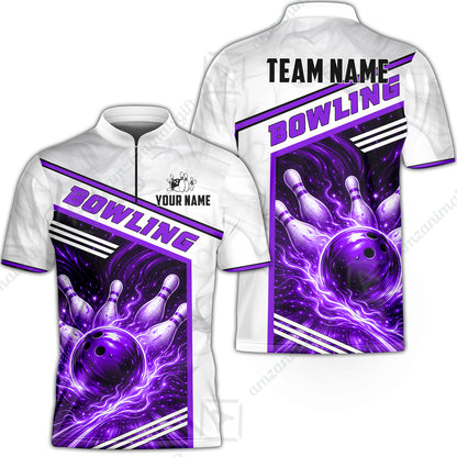 Custom Bowling Jersey Polo Shirt, Retro Racing & Fire Strike, Custom Bowling Jersey Team Shirt For Players With Name & Team Name