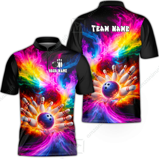 Custom Cosmic Bowling Night Jersey Polo Shirt, Custom Cosmic Bowling Night Jersey Team Shirt For Players With Name & Team Name