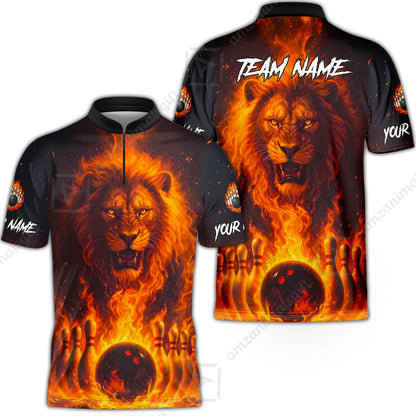Custom Bowling Jersey Polo Shirt, Bowling Lion Of The Savannah, Custom Bowling Jersey Team Shirt For Players With Name & Team Name
