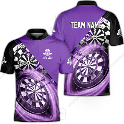 Custom Tailored Darts Team Jersey Polo Quarter-Zip Shirts, Customized Name Team Name Darts Team Jerseys Uniform