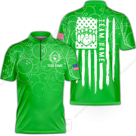 Custom Bowling Jersey Polo Shirt, Vibrant Kelly Ball Pattern Flag, Custom Bowling Jersey Team Shirt For Players With Name and Team Name