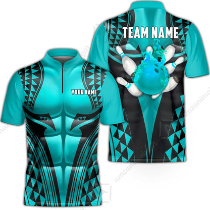 Custom Bowling Jersey Polo Shirt, Polynesian Strike, Custom Bowling Jersey Team Shirt For Players With Name & Team Name
