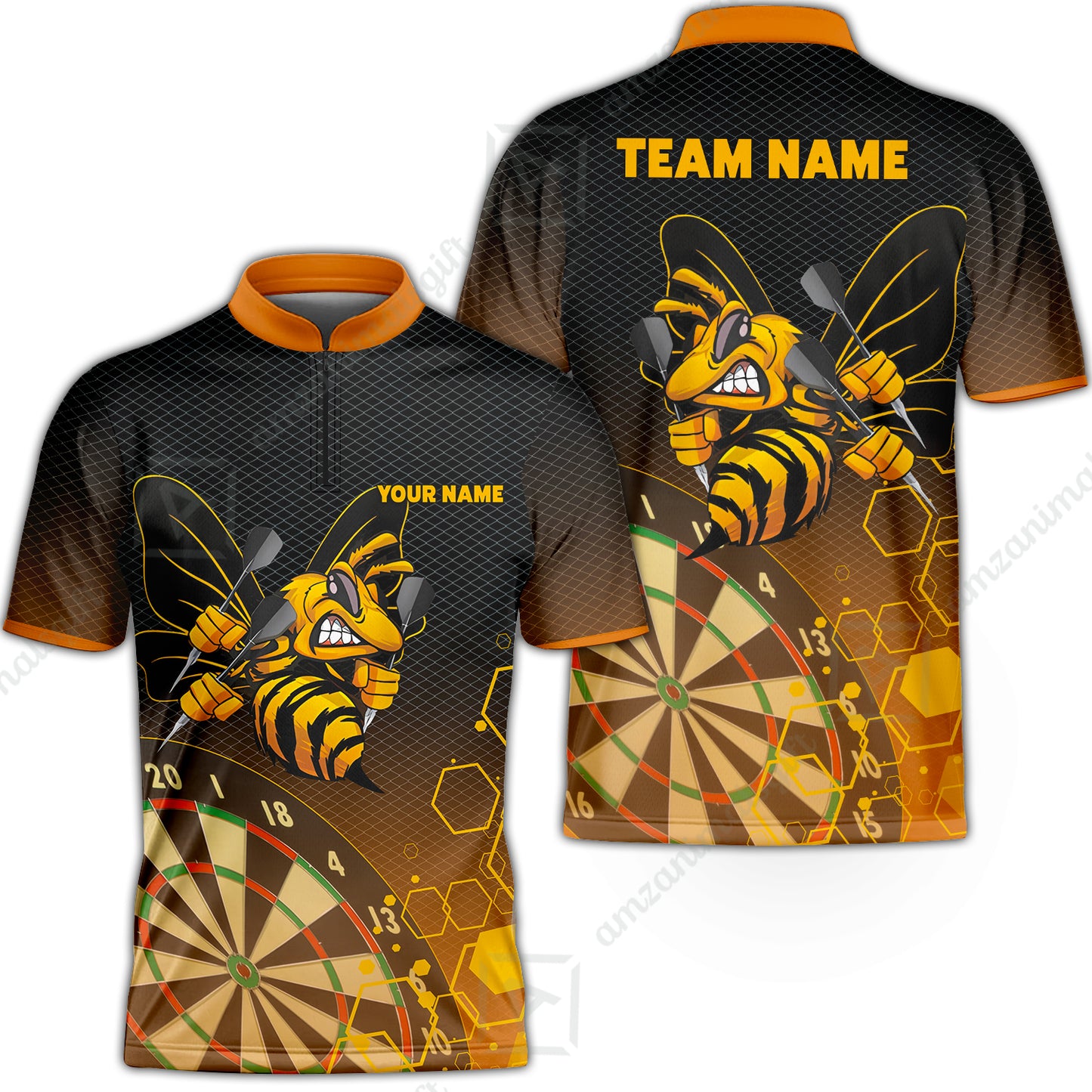 Personalized Darts Men Polo Shirt, Darts And Bee Customized Polo Shirt, Perfect Outfits For Darts Players, Darts Team