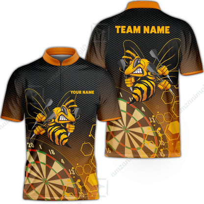 Personalized Darts Men Polo Shirt, Darts And Bee Customized Polo Shirt, Perfect Outfits For Darts Players, Darts Team