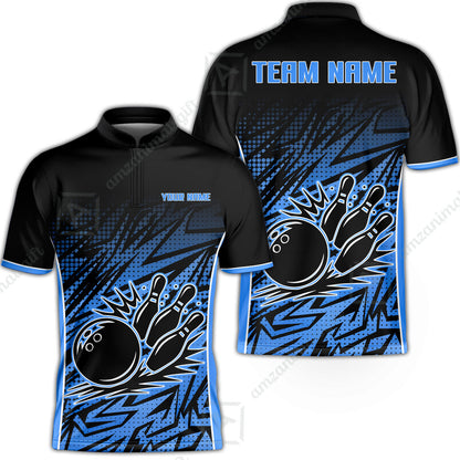 Customized Bowling Unisex Polo Shirt, Abstract Sameless Pattern Color Bowling Uniforms, Personalized Name And Team Name