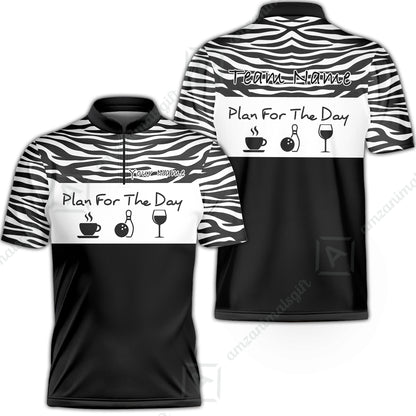 Custom Bowling Jersey Polo Shirt, Pink Zebra Pattern Bowling, Custom Bowling Jersey Team Shirt For Players With Name & Team Name