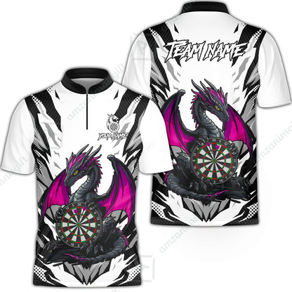 Custom Darts Team Jersey, Personalized Fantasy Dragon Dart Polo Shirt For Players With Name & Team Name