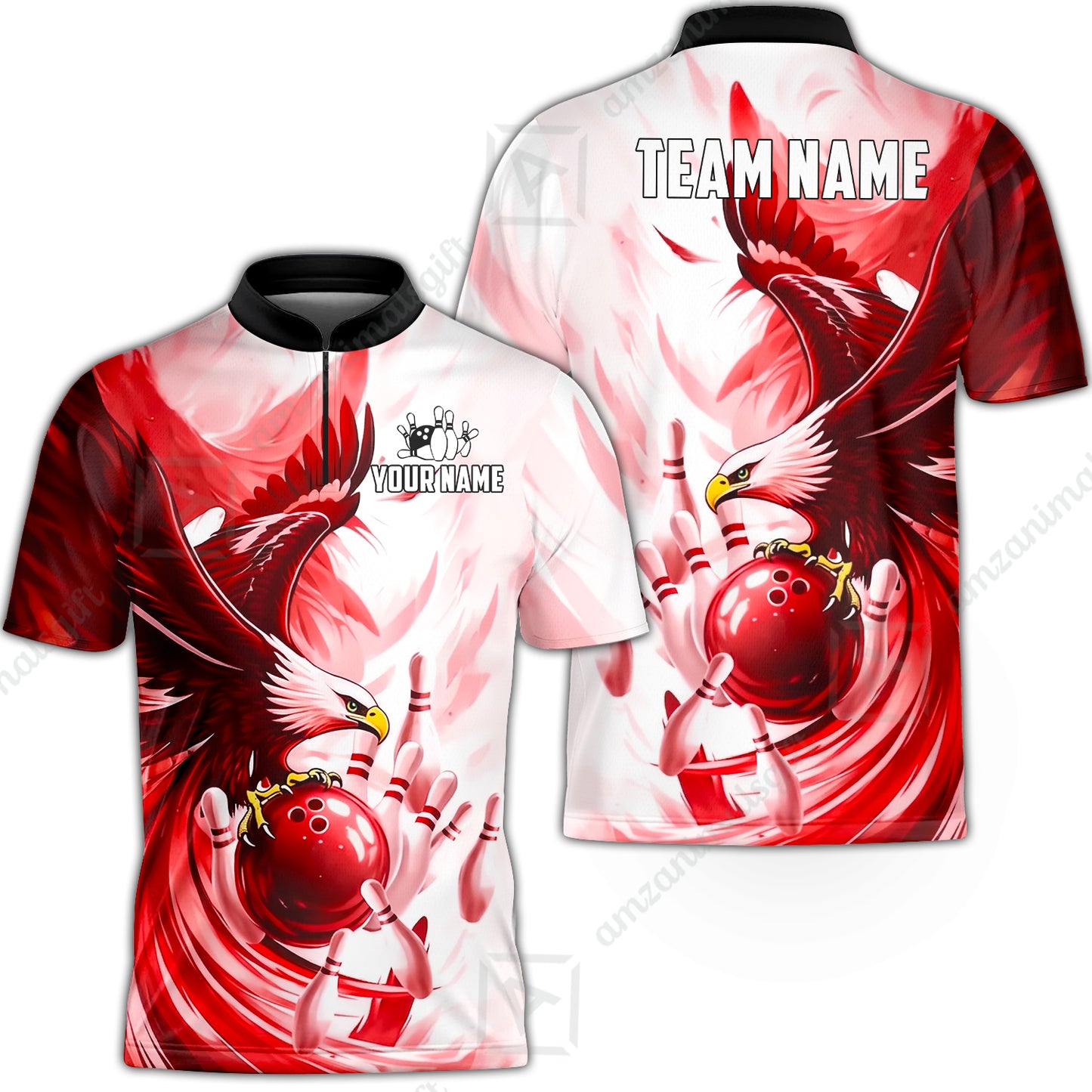Custom Bowling Jersey Polo Shirt, Soaring Eagle, Custom Bowling Jersey Team Shirt For Players With Name & Team Name