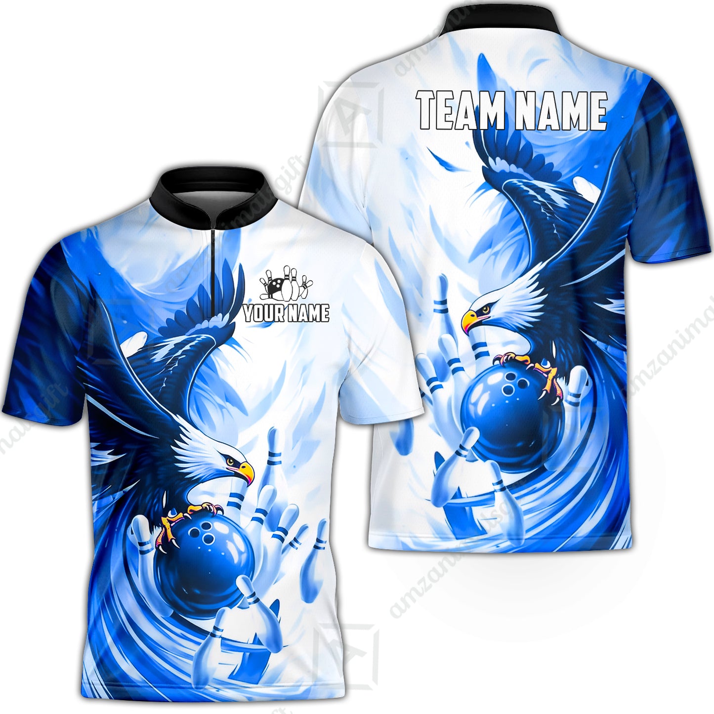Custom Bowling Jersey Polo Shirt, Soaring Eagle, Custom Bowling Jersey Team Shirt For Players With Name & Team Name