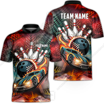 Custom Bowling Jersey Polo Shirt, Bowling Thunder Racing, Custom Bowling Jersey Team Shirt For Players With Name and Team Name