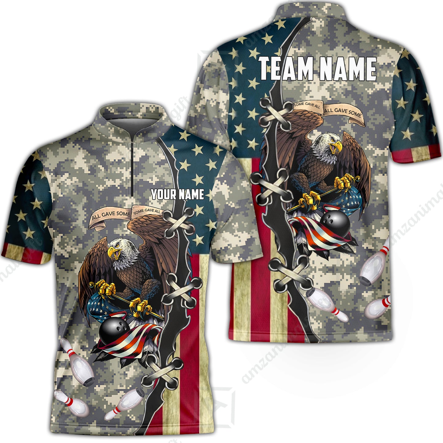 Custom Bowling Jersey Polo Shirt, All Gave Some Bowling, Personalized Name & Team Name