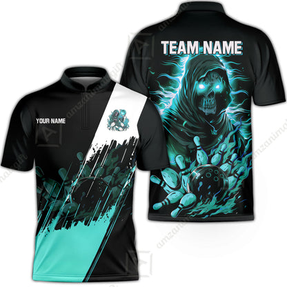 Custom Bowling Jersey Polo Shirt, Glow Reaper Bowling Custom Bowling Jersey Team Shirt For Players With Name & Team Name