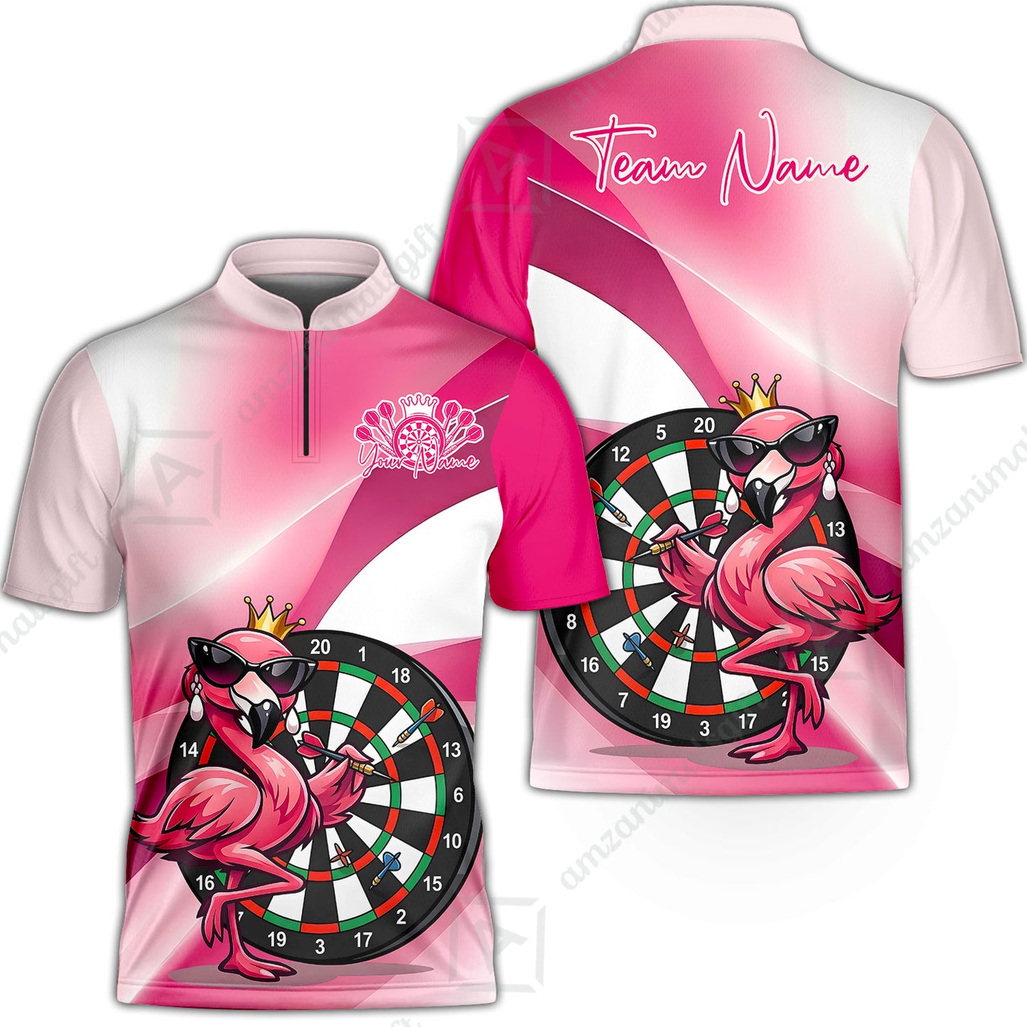 Custom Darts Women Polo Shirt, Queen Flamingo Darts, Custom Dart Polo Team Shirt For Players With Name & Team Name