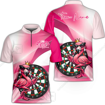 Custom Darts Women Polo Shirt, Queen Flamingo Darts, Custom Dart Polo Team Shirt For Players With Name & Team Name