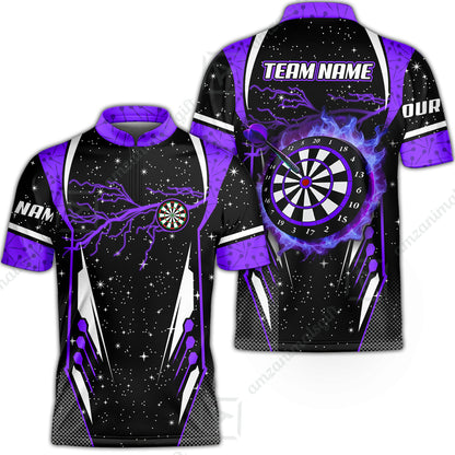 Custom Lightning Glitter Darts Team Unisex Polo Shirts, Customized Name Team Name Darts Team Jerseys Uniform