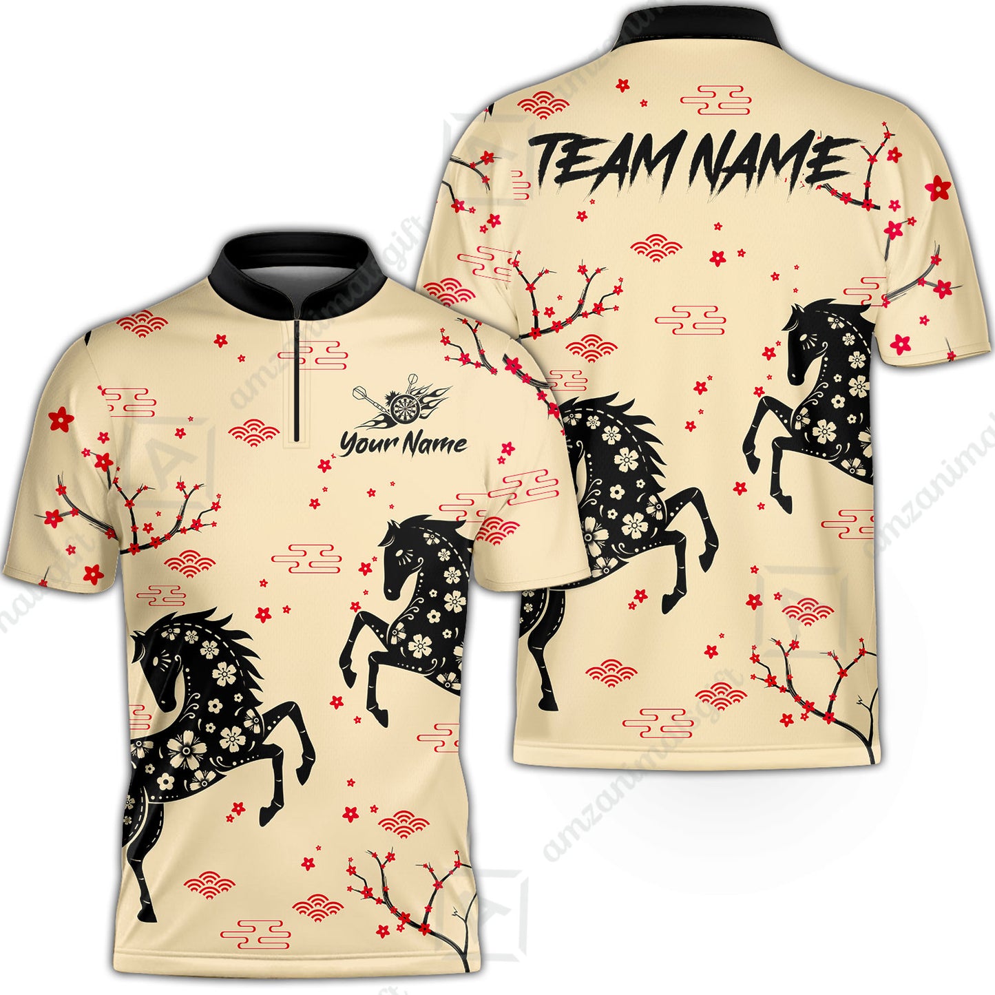 Custom Darts Jersey Polo Shirt, Cherry Blossom Darts, Custom Dart Jersey Team Shirt For Players With Name & Team Name