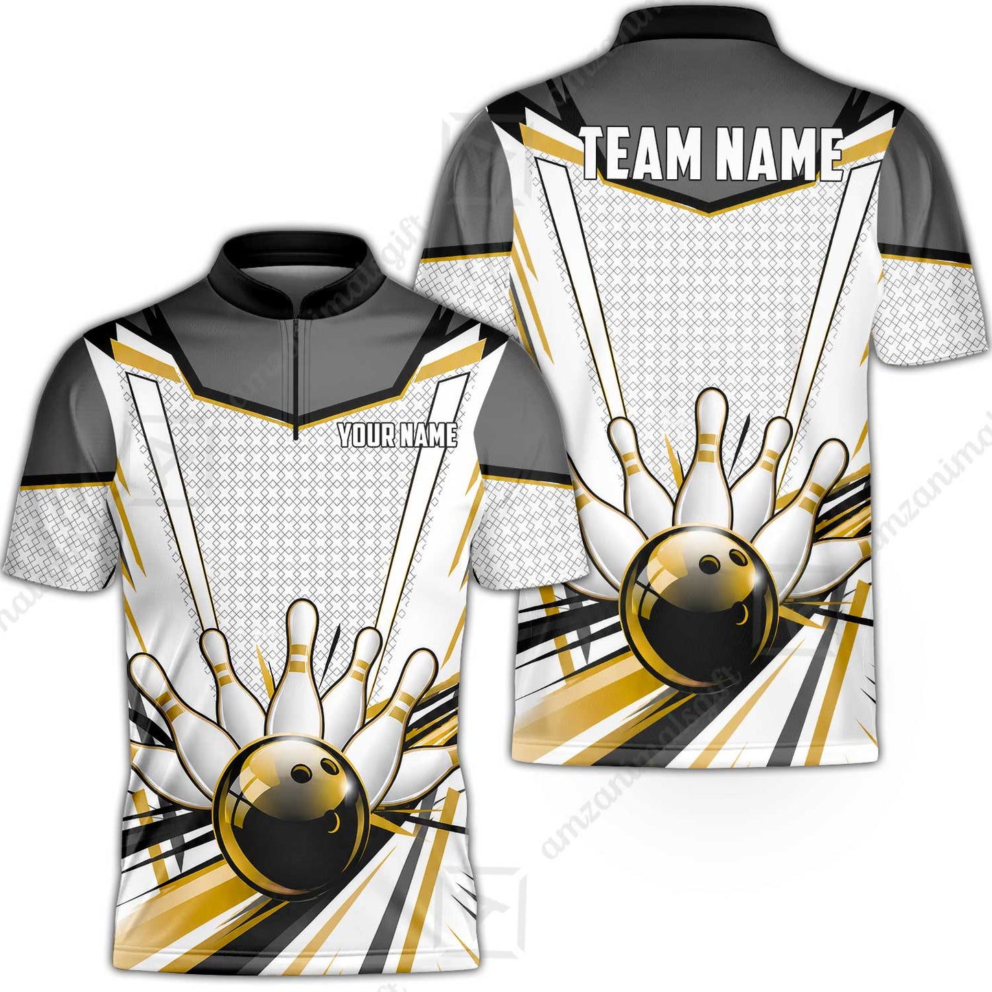 Customized Golden Cyber Strike Bowling Jersey, Custom Name And Team Name For Bowlers